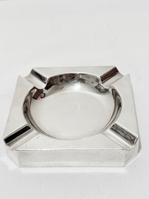 Smart Solid Silver Square Shaped Ashtray (1935)