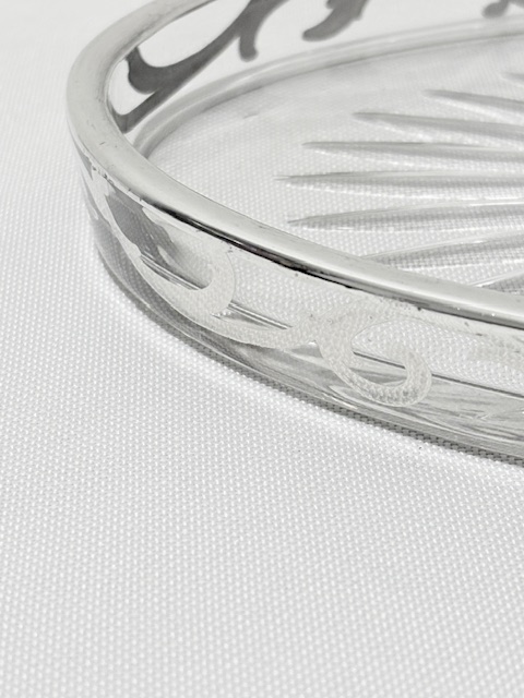 Vintage Sterling Silver and Glass Dressing Table Tray