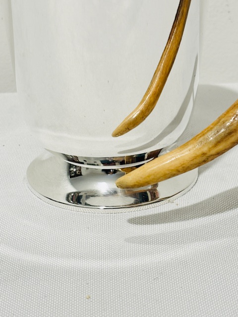 Vintage Silver Plated Tankard with Curved Antler Handle