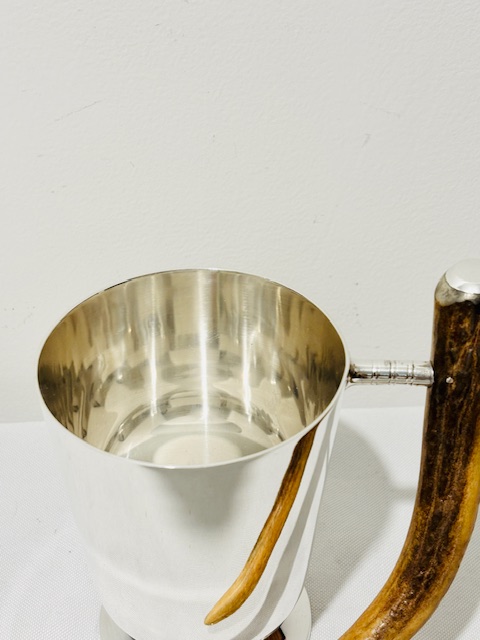 Vintage Silver Plated Tankard with Curved Antler Handle