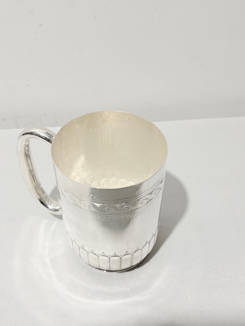 Antique Silver Plated One Pint Part Fluted Tankard Antique Silver Plated One Pint Part Fluted Tankard