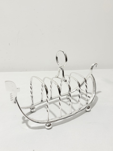 Novelty Antique Silver Plated Gondola Shaped Toast Rack