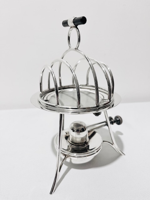 Novelty Antique Silver Plated Heated Toast Rack by Asprey