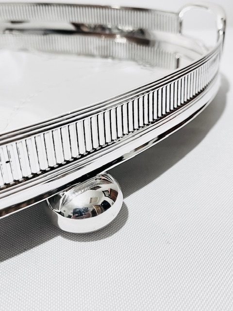 Antique Oval Silver Plated Gallery Tray with Cut Out Handles