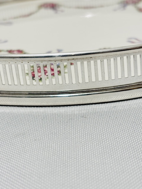Pretty Antique Silver Plated and Ceramic Tray