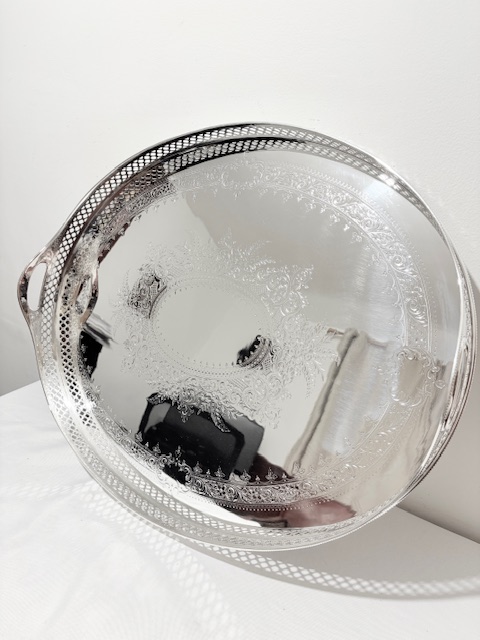 Super Quality Very Large Oval Antique Silver Plated Tray