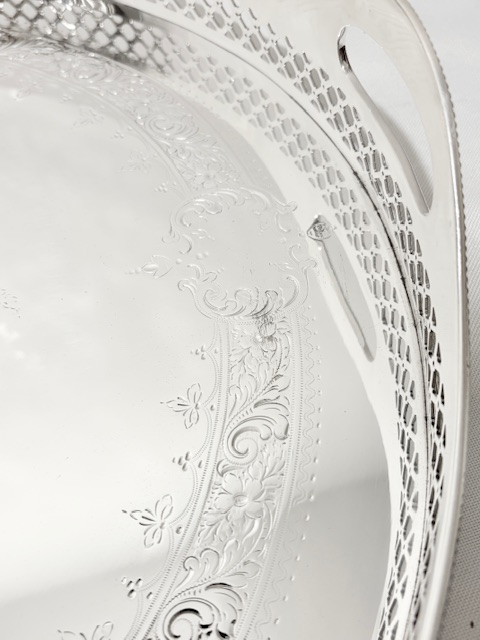 Super Quality Very Large Oval Antique Silver Plated Tray