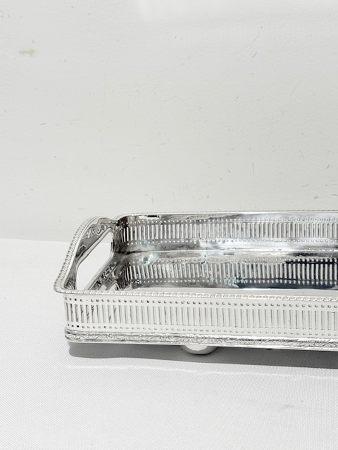 Vintage Silver Plated Long and Narrow Gallery Tray Vintage Silver Plated Long and Narrow Gallery Tray