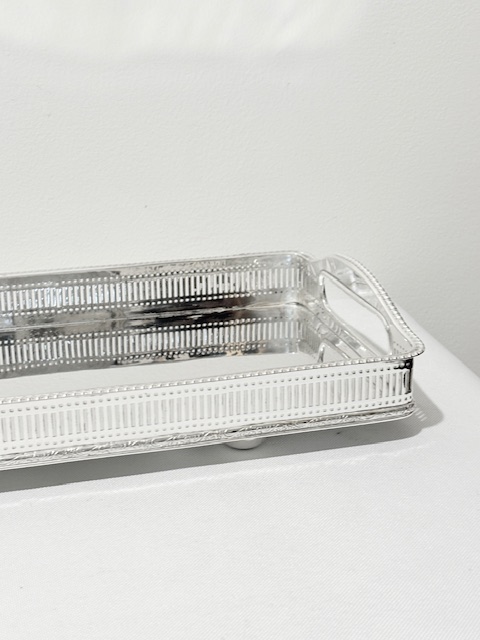 Vintage Silver Plated Long and Narrow Gallery Tray Vintage Silver Plated Long and Narrow Gallery Tray