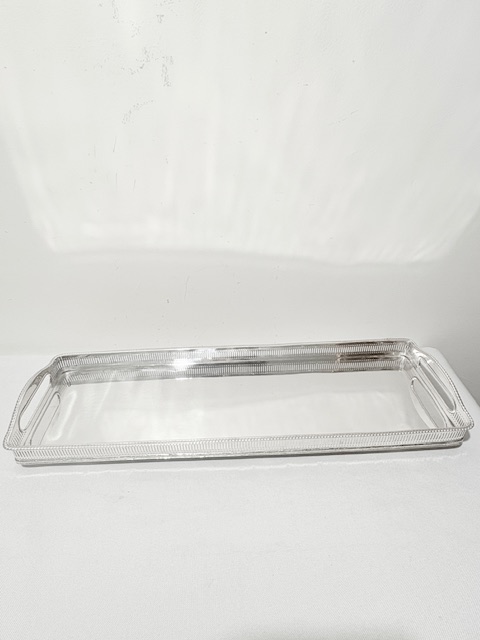 Vintage Silver Plated Long and Narrow Gallery Tray Vintage Silver Plated Long and Narrow Gallery Tray