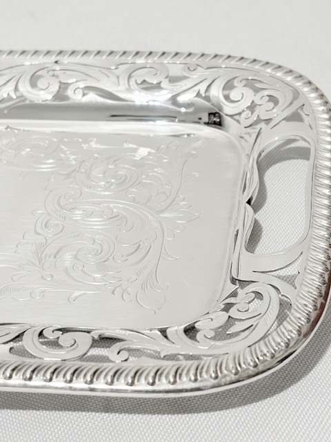 Antique Silver Plated Tray Gadroon Mounted with Cut Out Handles Antique Silver Plated Tray Gadroon Mounted with Cut Out Handles