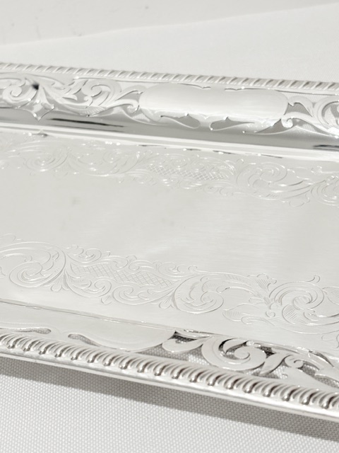Antique Silver Plated Tray Gadroon Mounted with Cut Out Handles Antique Silver Plated Tray Gadroon Mounted with Cut Out Handles