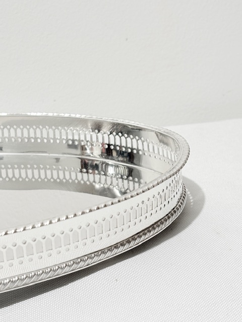 Small Vintage Silver Plated Gadroon Mounted Gallery Tray Small Vintage Silver Plated Gadroon Mounted Gallery Tray