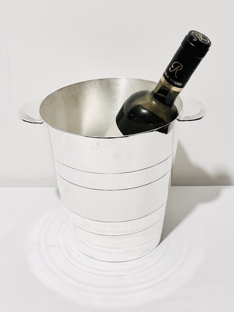Silver Plated Wine Cooler or Champagne Bucket with Half Moon Shaped Handles
