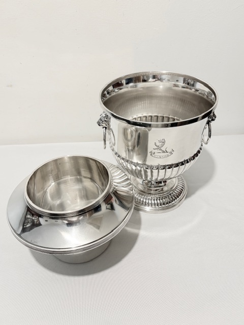 Antique Old Sheffield Plate Wine Cooler with Part Fluted Decoration