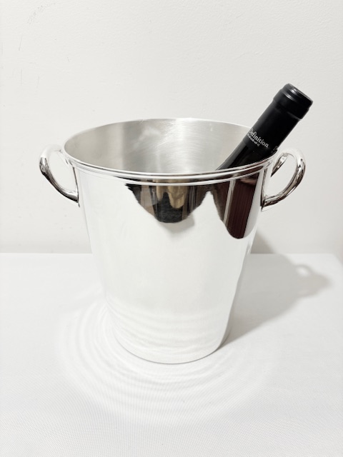 Vintage Simple Cylindrical Silver Plated Champagne Bucket or Wine Cooler Vintage Simple Cylindrical Silver Plated Champagne Bucket or Wine Cooler