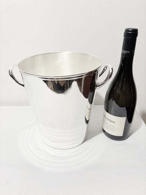 Vintage Simple Cylindrical Silver Plated Champagne Bucket or Wine Cooler Vintage Simple Cylindrical Silver Plated Champagne Bucket or Wine Cooler