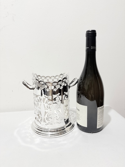Antique Silver Plated Wine Bottle Stand or Coaster on Flared Stepped Base Antique Silver Plated Wine Bottle Stand or Coaster on Flared Stepped Base