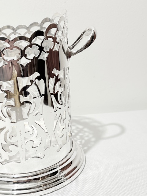 Antique Silver Plated Wine Bottle Stand or Coaster on Flared Stepped Base Antique Silver Plated Wine Bottle Stand or Coaster on Flared Stepped Base