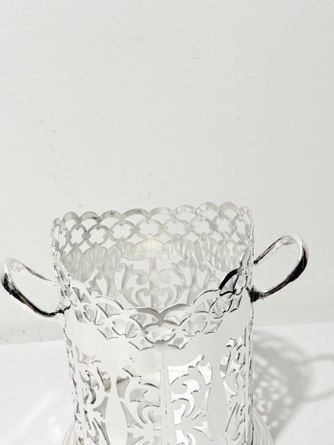 Antique Silver Plated Wine Bottle Stand or Coaster on Flared Stepped Base Antique Silver Plated Wine Bottle Stand or Coaster on Flared Stepped Base