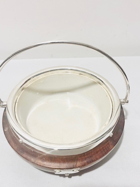 Antique Shaped Oak and Silver Plated Jam or Preserve Dish Antique Shaped Oak and Silver Plated Jam or Preserve Dish
