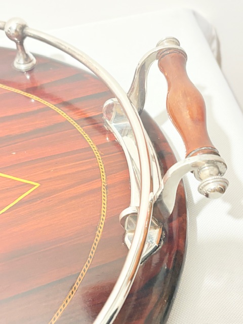 Charming Antique Silver Plated and Mahogany Tray Charming Antique Silver Plated and Mahogany Tray