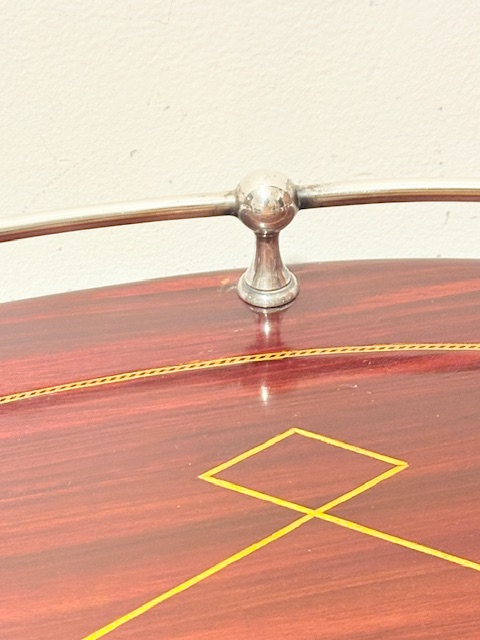 Charming Antique Silver Plated and Mahogany Tray Charming Antique Silver Plated and Mahogany Tray