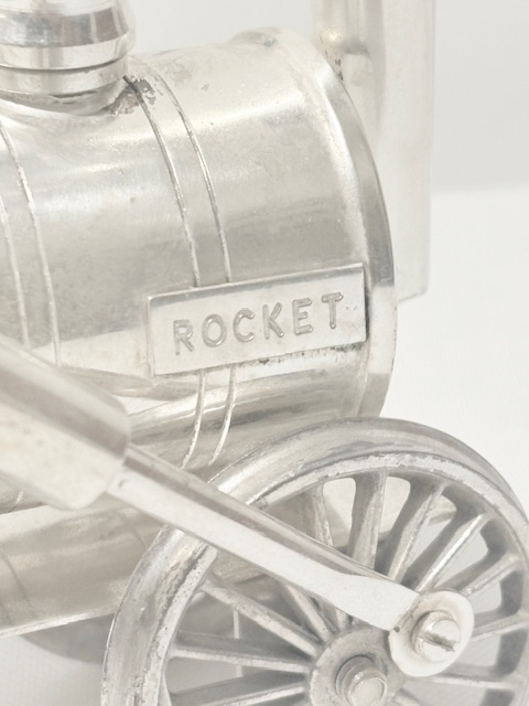 Vintage Silver Plated Brandy Glass Warmer in the Shape of Stephenson's Rocket