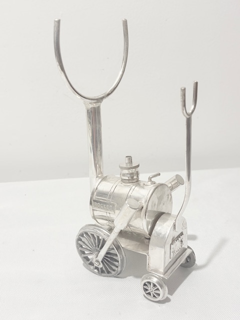 Vintage Silver Plated Brandy Glass Warmer in the Shape of Stephenson's Rocket