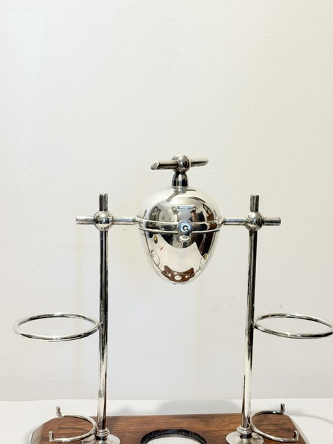 Antique Silver Plated Lemon or Citrus Juicer Standing on Oak Base