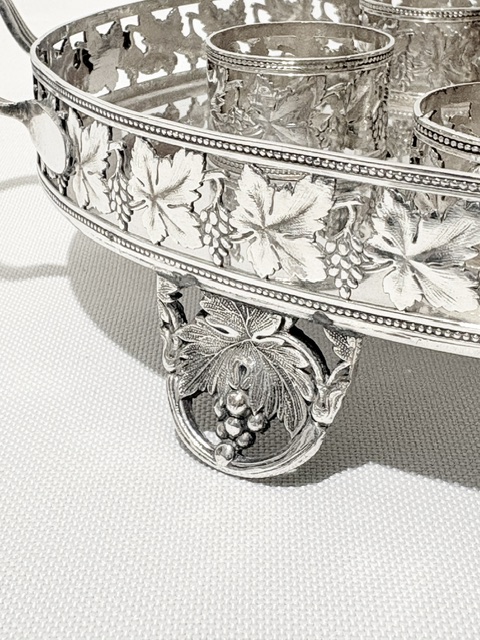 Charming Antique Silver Plate and Glass Liqueur Set