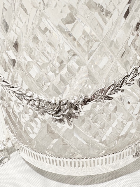 Antique Silver Plated Biscuit Box with Diamond Cut Glass Liner