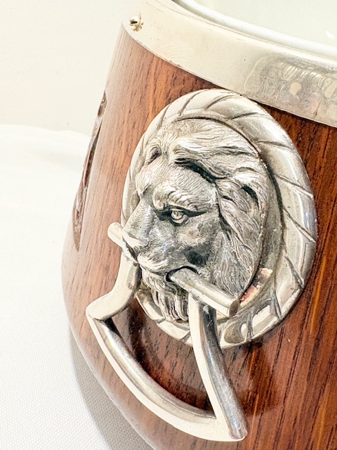 Antique Silver Plated and Oak Salad Bowl Antique Silver Plated and Oak Salad Bowl