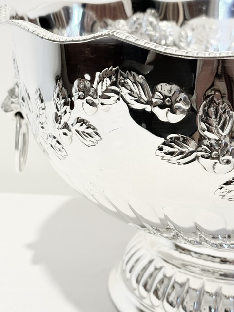 Large Vintage Silver Plated Punch Bowl with Side Handles
