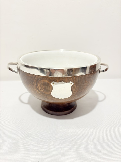 Vintage Small Oak and Silver Plated Bowl Vintage Small Oak and Silver Plated Bowl