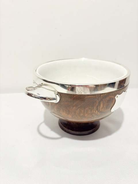 Vintage Small Oak and Silver Plated Bowl Vintage Small Oak and Silver Plated Bowl