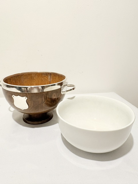 Vintage Small Oak and Silver Plated Bowl Vintage Small Oak and Silver Plated Bowl