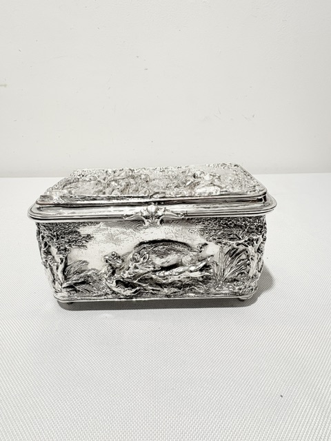 Electro Form Antique Silver Plated Box Decorated with Relief Work Electro Form Antique Silver Plated Box Decorated with Relief Work
