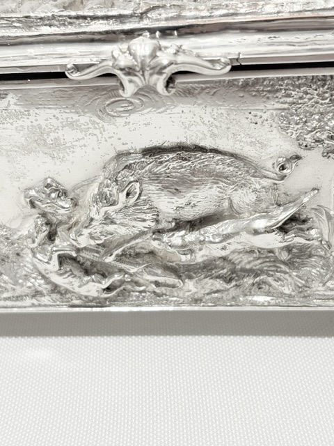 Electro Form Antique Silver Plated Box Decorated with Relief Work Electro Form Antique Silver Plated Box Decorated with Relief Work