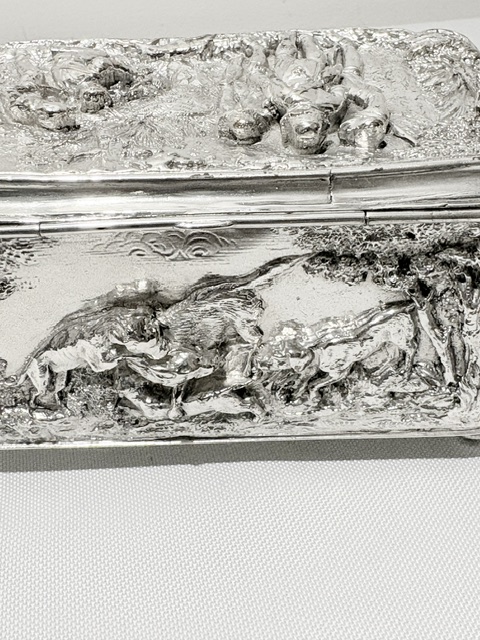 Electro Form Antique Silver Plated Box Decorated with Relief Work Electro Form Antique Silver Plated Box Decorated with Relief Work