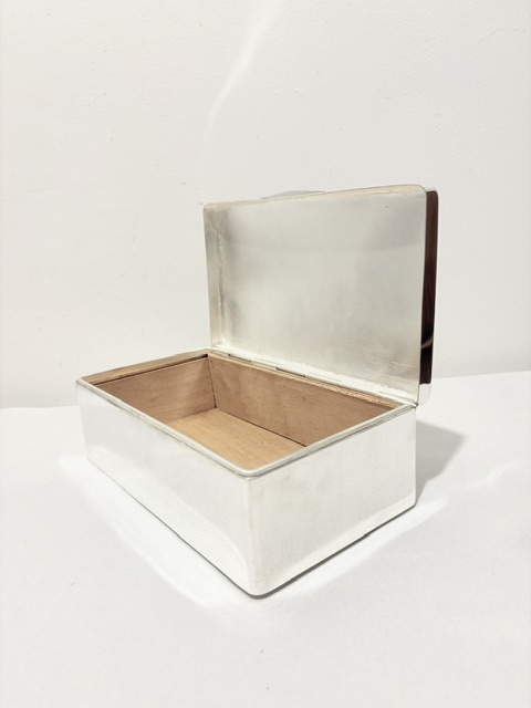 Large Antique Silver Plated Rectangular Cigar Box Large Antique Silver Plated Rectangular Cigar Box