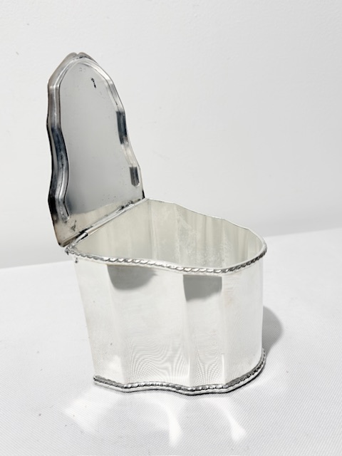 Novelty Vintage Silver Plated Tea Caddy in the Form of a Knife Box Novelty Vintage Silver Plated Tea Caddy in the Form of a Knife Box