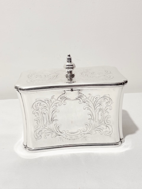 Antique Silver Plated Rectangular Tea Caddy (c.1870)