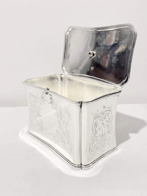 Antique Silver Plated Rectangular Tea Caddy Antique Silver Plated Rectangular Tea Caddy
