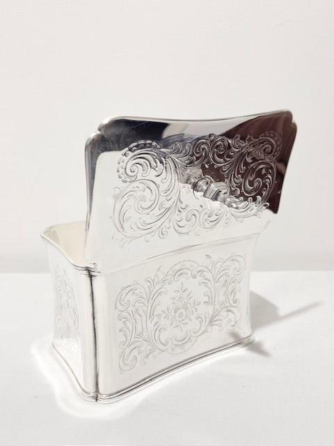 Antique Silver Plated Rectangular Tea Caddy Antique Silver Plated Rectangular Tea Caddy