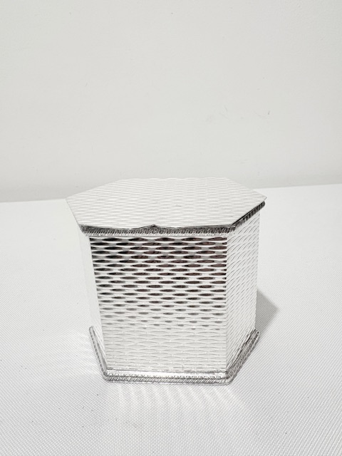 Smart Hexagonal Antique Silver Plated Tea Caddy