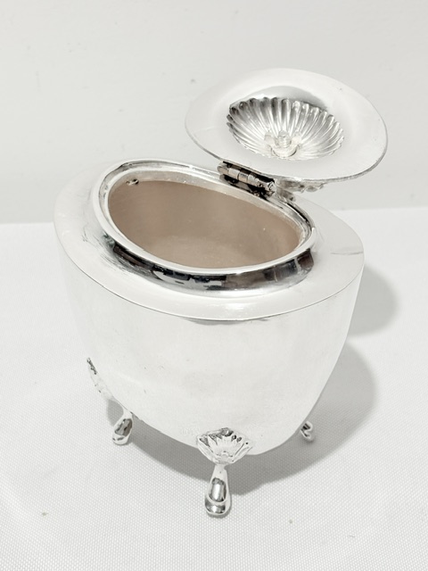 Antique Silver Plated Tea Caddy with Plain Bulbous Body Antique Silver Plated Tea Caddy with Plain Bulbous Body