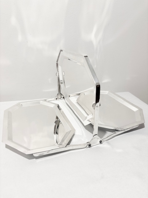 Antique Silver Plated Folding Cake Stand