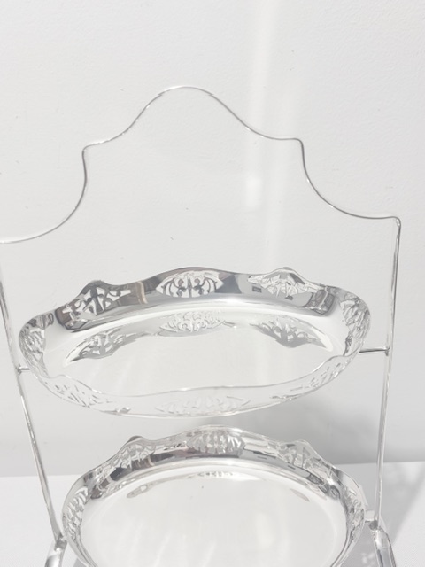 Vintage Silver Plated Cake Stand with Oval Dishes