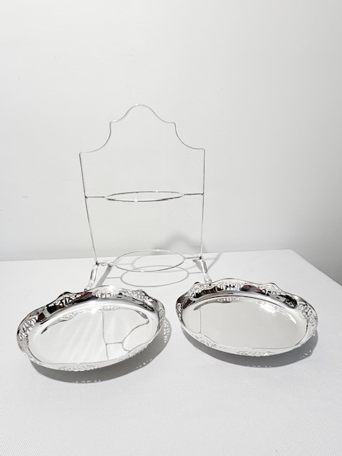 Vintage Silver Plated Cake Stand with Oval Dishes